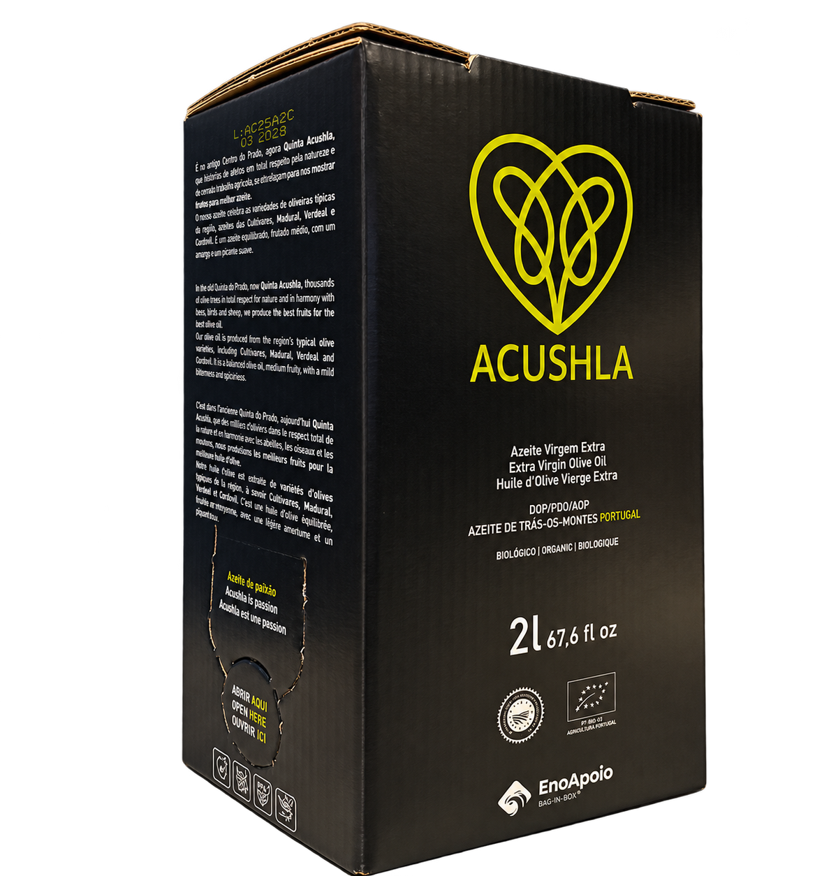 Acushla Essential Organic Extra Virgin Olive Oil, 2L Bag-in-Box