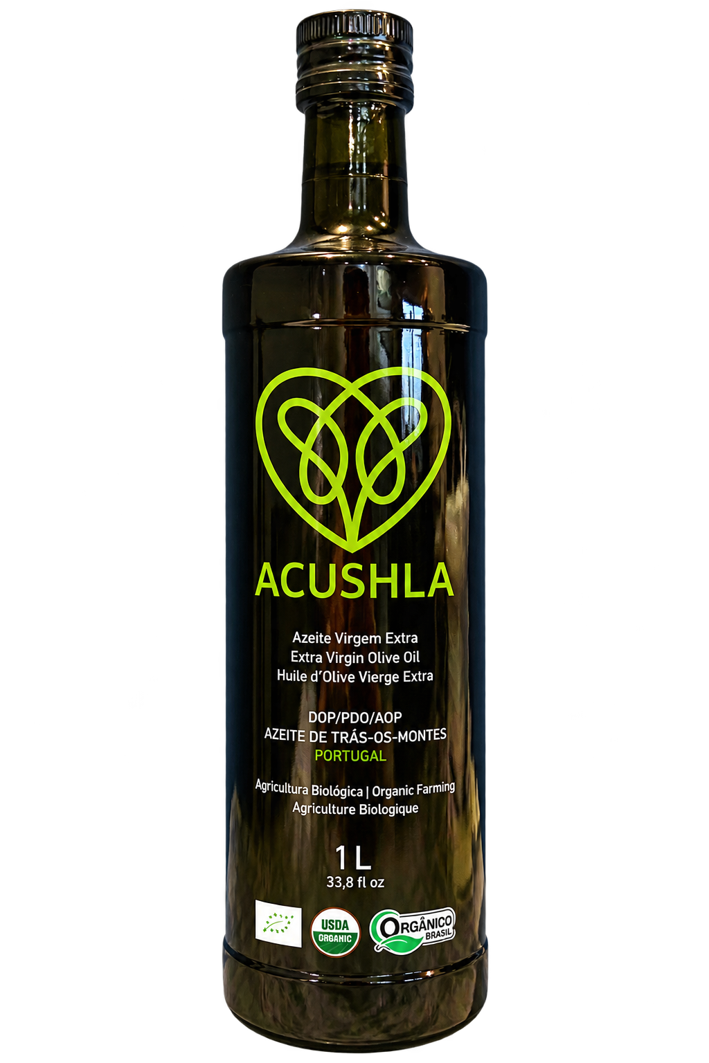 Acushla Green Organic Extra Virgin Olive Oil, 1L Glass Bottle